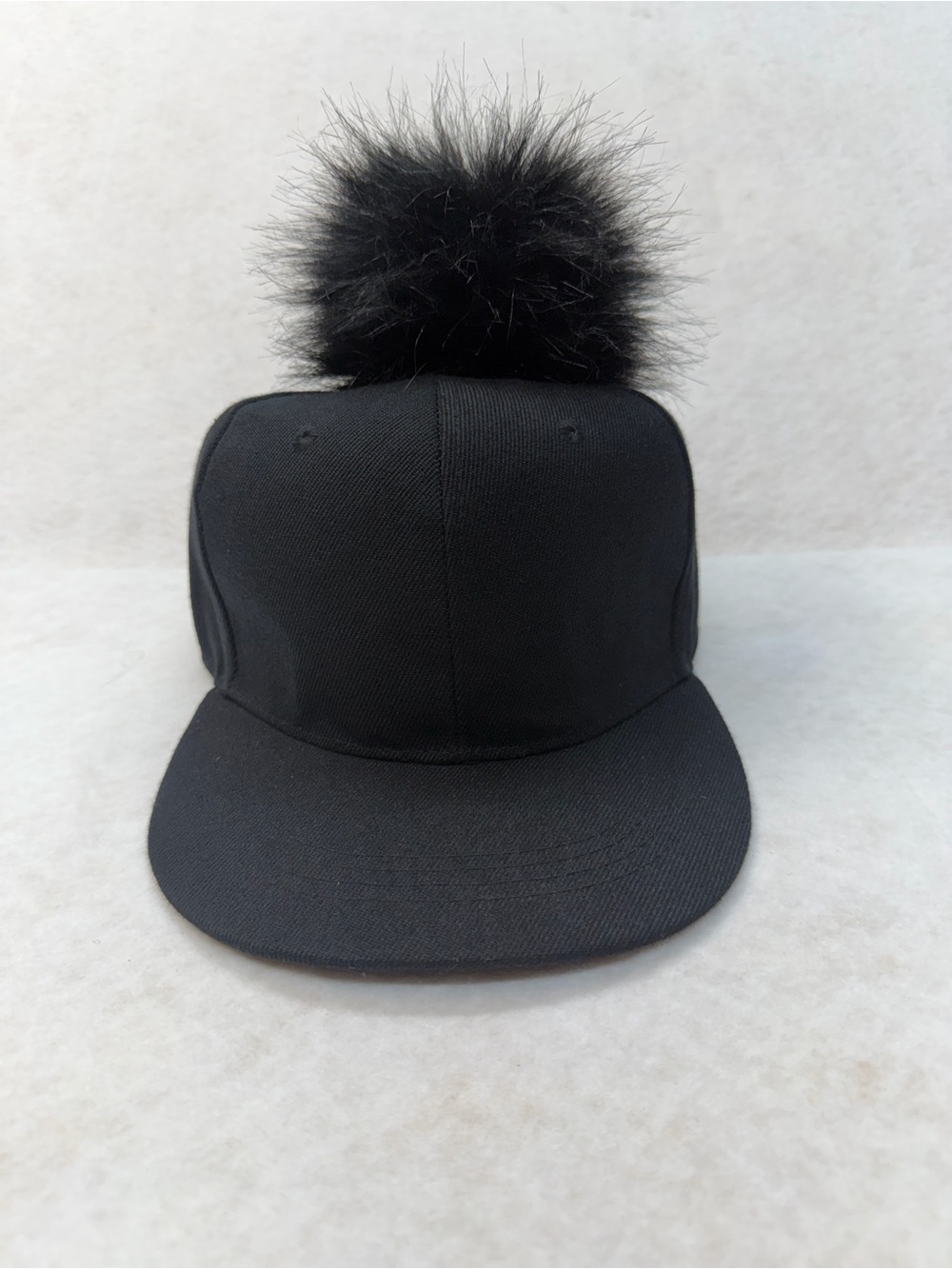 chic Pom Pom Black Baseball Cap